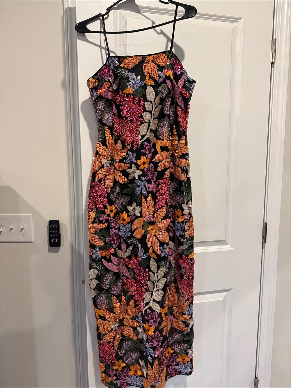 Floral Sequin Midi Skirt in Multi